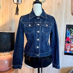 Vintage Small Express Dark Wash Blue Jean Denim Jacket 2000s